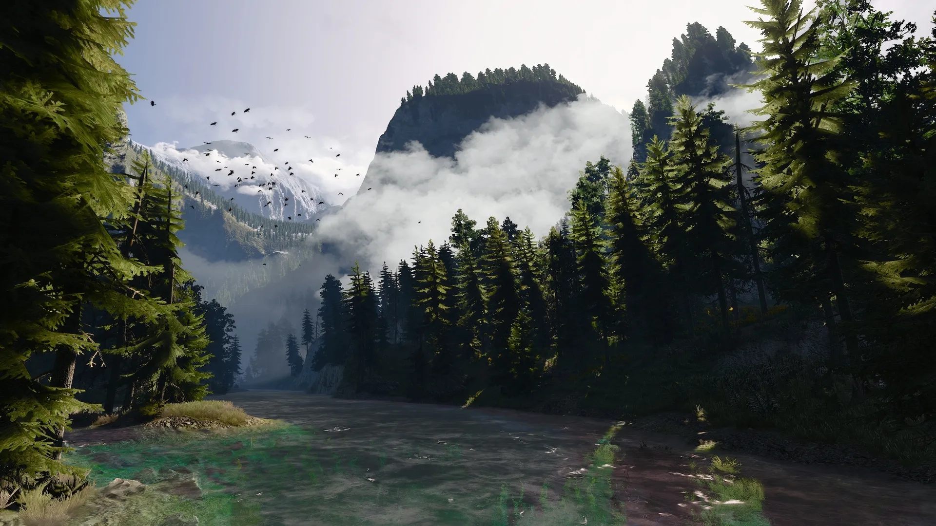 PC游戏 电子游戏  数字艺术 水 河流 树木 自然 森林 CGI 天空 阳光 4K壁纸
