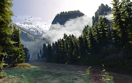 PC游戏 电子游戏  数字艺术 水 河流 树木 自然 森林 CGI 天空 阳光 4K壁纸