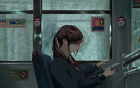 黑发 动漫女孩 水滴 雨  4K壁纸