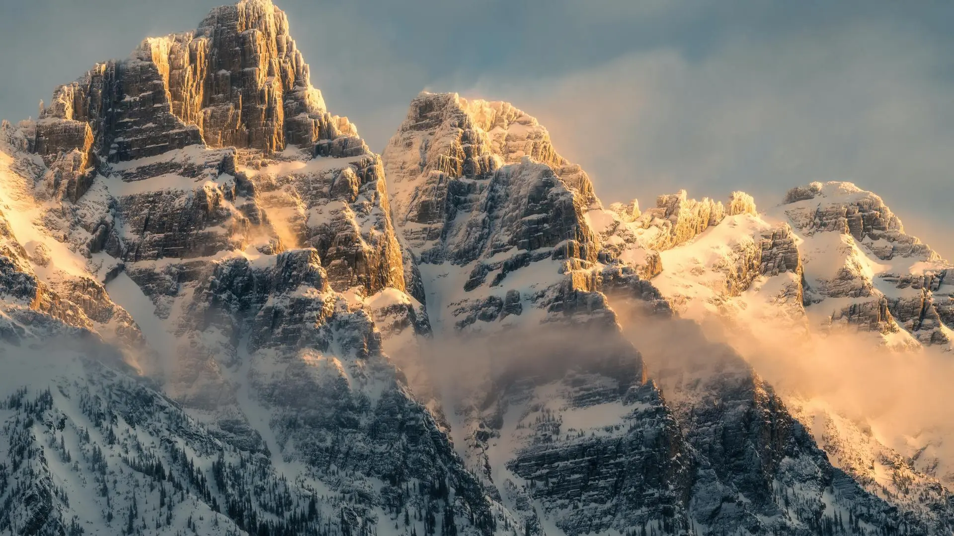 摄影 自然 风景 山脉 薄雾 岩石形成 雪  4K壁纸