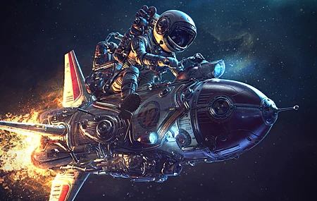宇航员 太空 火箭 素描 绘画 科幻小说 恒星 行星 4K壁纸