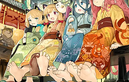 脚 动漫女孩 蓝色档案 和服 萝莉 节日 4K壁纸