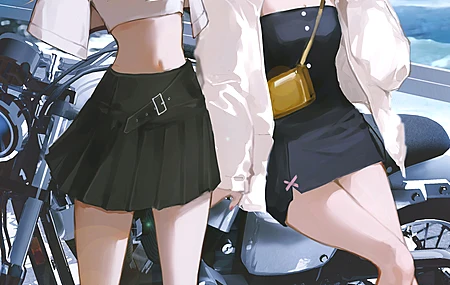 动漫 动漫女孩 明日香 绫波丽 新世纪福音战士 摩托车 机车 眼镜 袜子 天空 户外 裙子 连衣裙 手机壁纸 4K壁纸