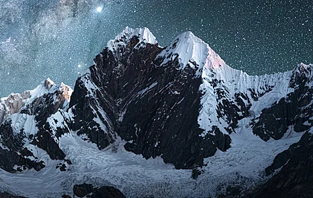摄影 风景 自然 山脉 夜 雪 星夜 帐篷 星星   手机壁纸 4K壁纸