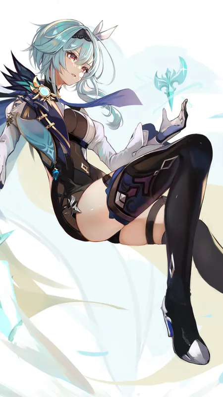  蓝发 动漫 动漫女孩 AI艺术 原神 尤拉 大腿  手机壁纸 4K壁纸