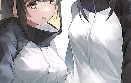 原创人物 双胞胎 两个女人 动漫 动漫女孩 艺术品 数字艺术 粉丝艺术 黄眼睛 手机壁纸 4K壁纸