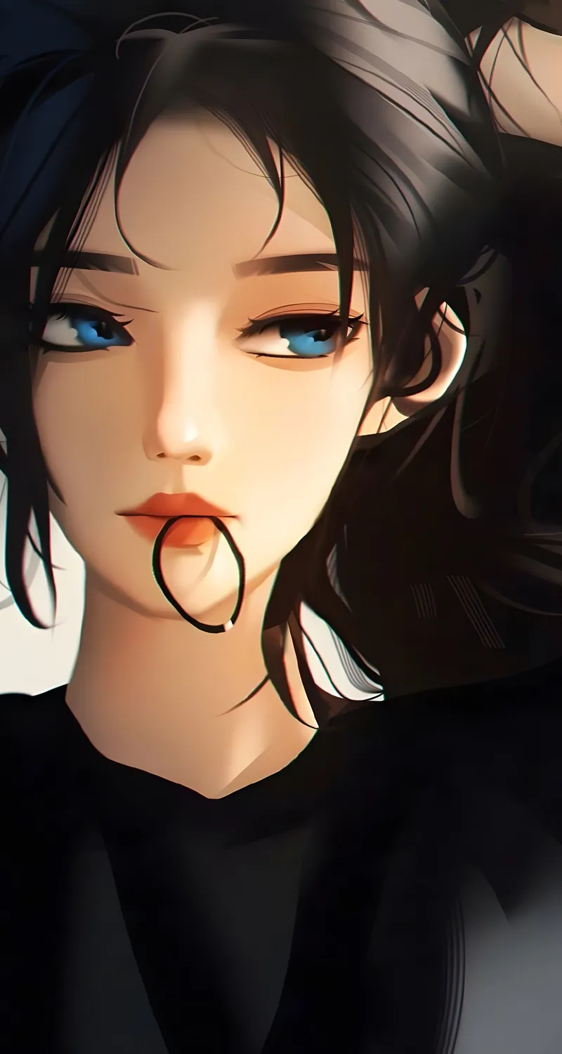 蓝眼睛 动漫 动漫女孩 黑发 手机壁纸 4K壁纸