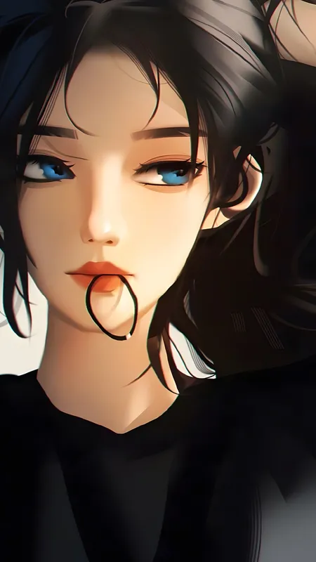 蓝眼睛 动漫 动漫女孩 黑发 手机壁纸 4K壁纸