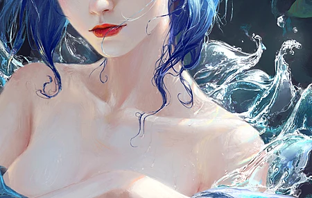 梦幻女孩 蓝头发 女人 手机壁纸 4K壁纸