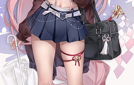 原神 粉色头发 动漫 动漫女孩 原神 紫色眼睛 雨伞  手机壁纸 4K壁纸