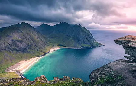 自然 风景 云 山 丘 海 风暴 鸟瞰 海浪 4K壁纸
