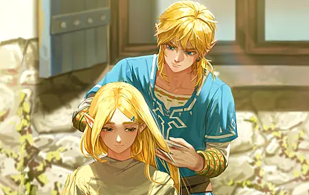 塞尔达 长发 金发 电子游戏 动漫男孩 动漫女孩 兽耳 阳光 理发 传奇  4K壁纸