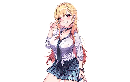 红眼睛 金发女郎  玩偶 动漫女孩 白色背景 简单背景 8K壁纸