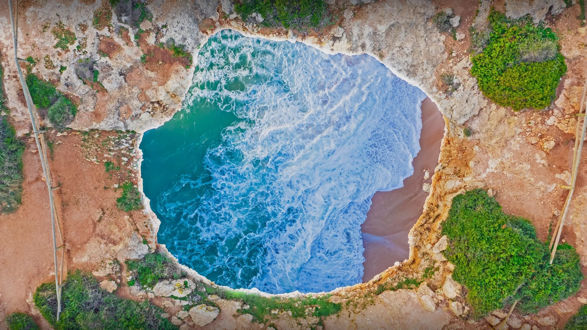 自然 湖 波浪 景观 水 海岸 4K壁纸