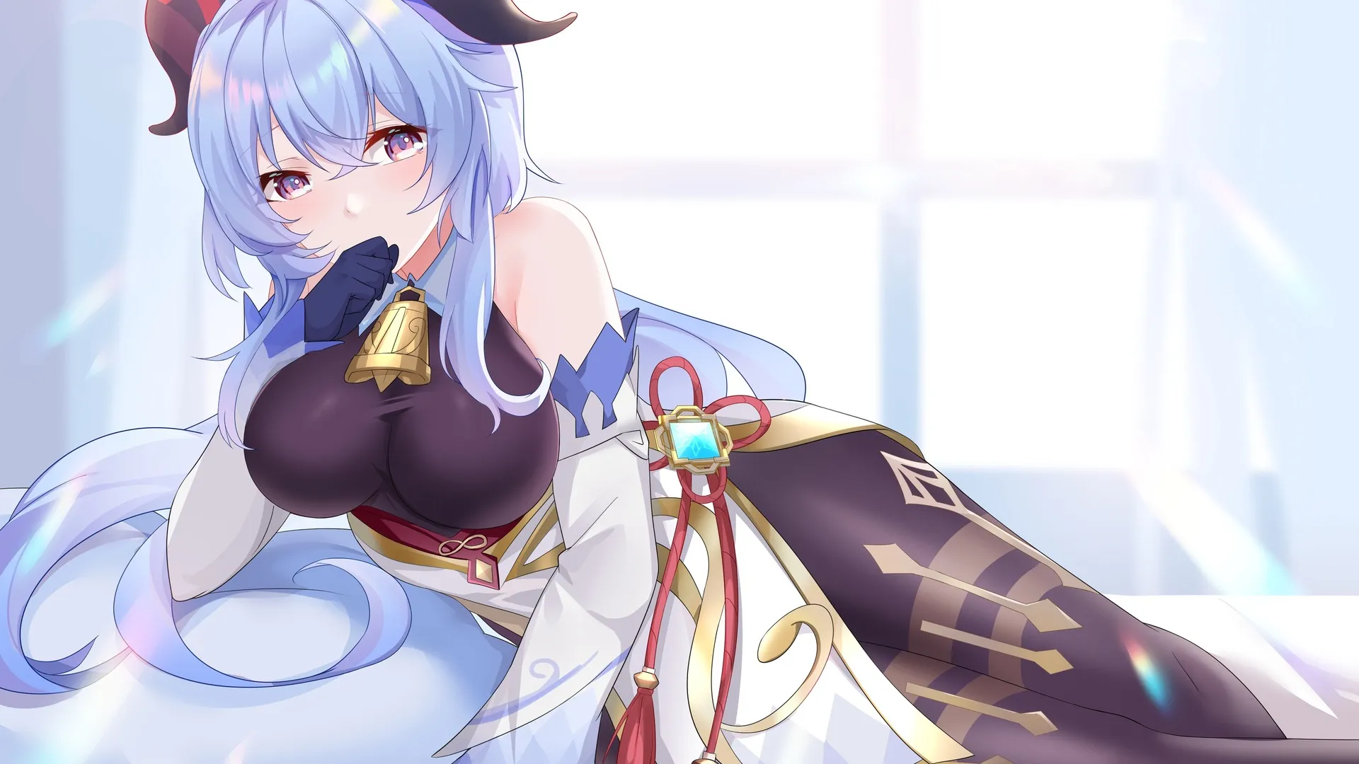 动漫 动漫女孩 原神 手套 阳光 号角 4K壁纸