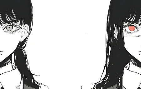 长发 脸 电锯人 动漫女孩 动漫 漫画 极简主义 简单背景 4K壁纸