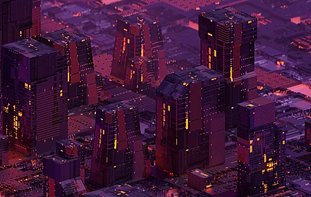 图片 AI艺术 城市 景深 抽象 紫色 4K壁纸