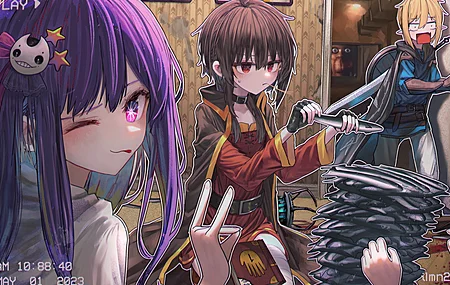 舌头 长发 动漫 动漫女孩 明星  眼睛 手套 鱼 动漫男孩 星野爱 我推的孩子 4K壁纸