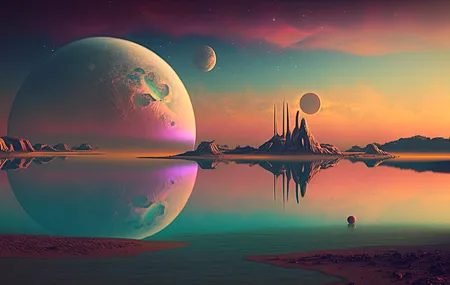 艺术 插图 科幻 行星 水 4K壁纸