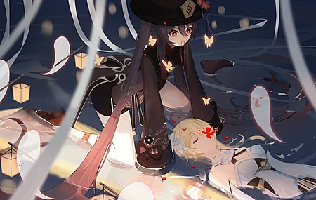 娇小 胡桃 原神 动漫 动漫女孩 AI艺术 水 4K壁纸