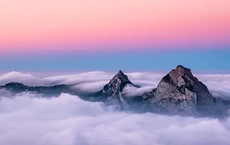 紫色天空 自然 山脉 云 风景 4K壁纸