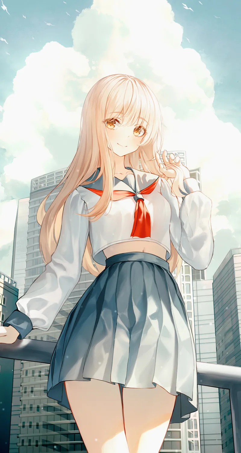 金发 动漫 女孩 校服 手机壁纸 4K壁纸