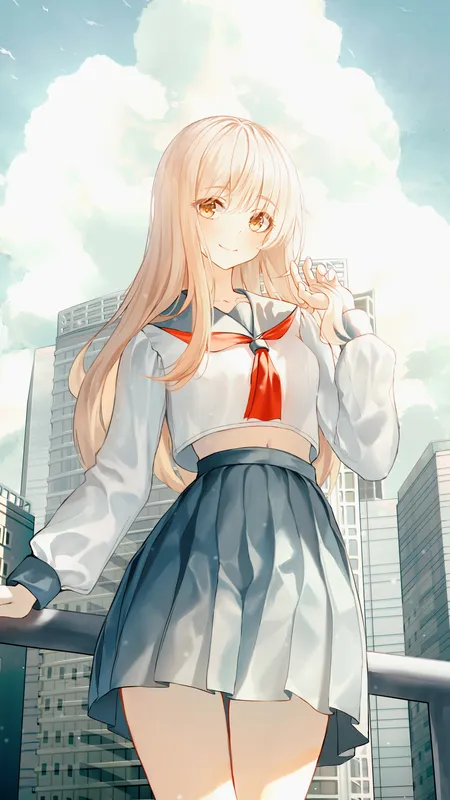 金发 动漫 女孩 校服 手机壁纸 4K壁纸