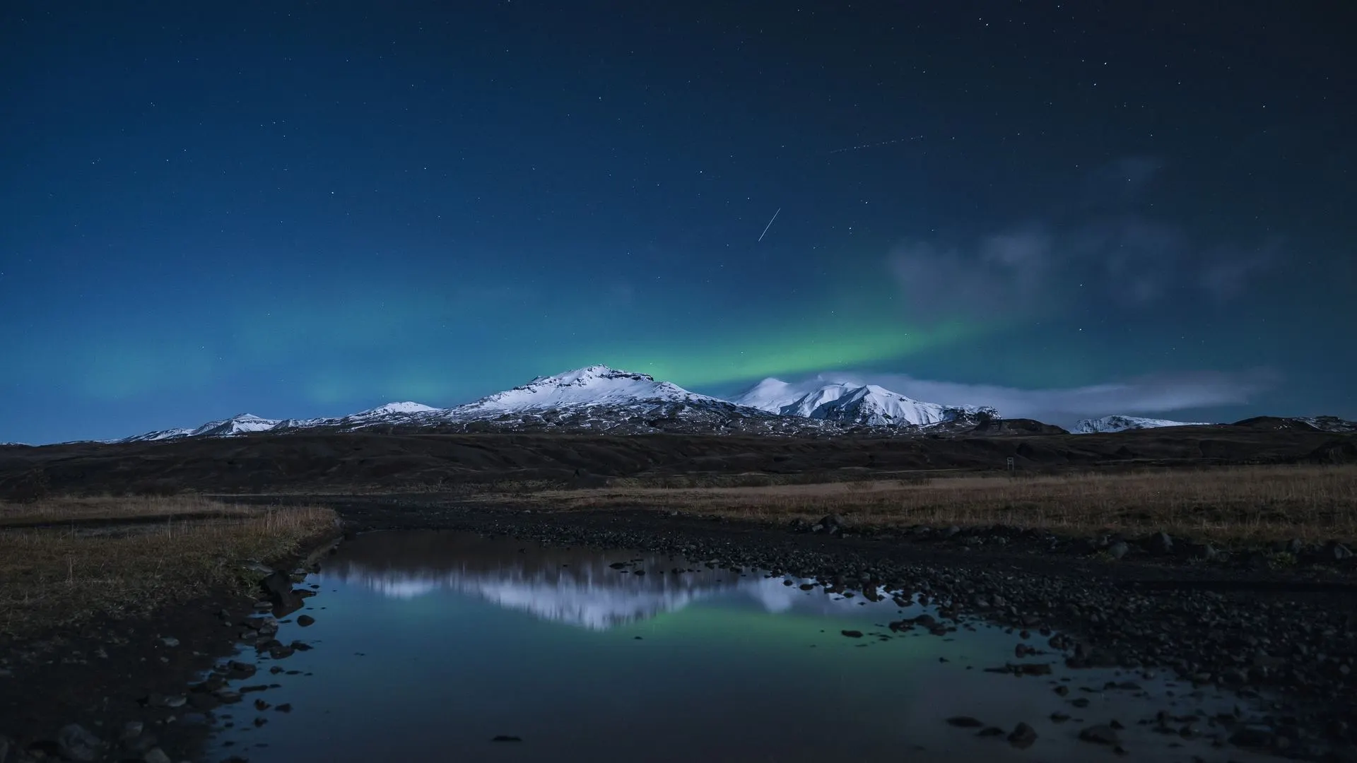 山 雪 风景 繁星 星星 4K壁纸