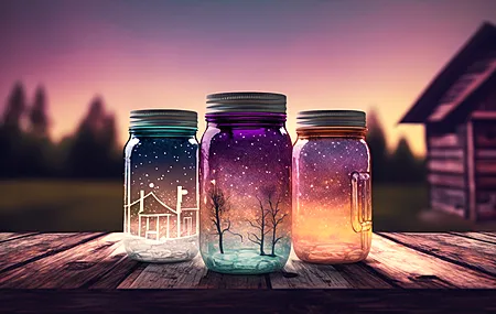 插图 黄昏 玻璃瓶 4K壁纸