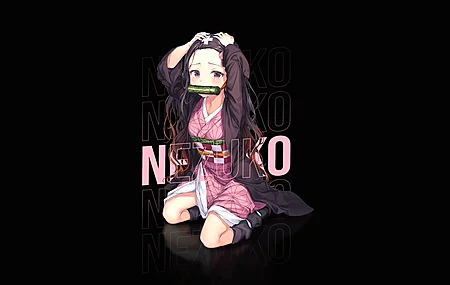动漫女孩 灶门 祢豆子 鬼灭之刃 4K壁纸