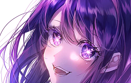 长发 动漫 女孩 明星 眼睛 白色背景 简单背景 星野爱 星星眼 我推的孩子 4K壁纸