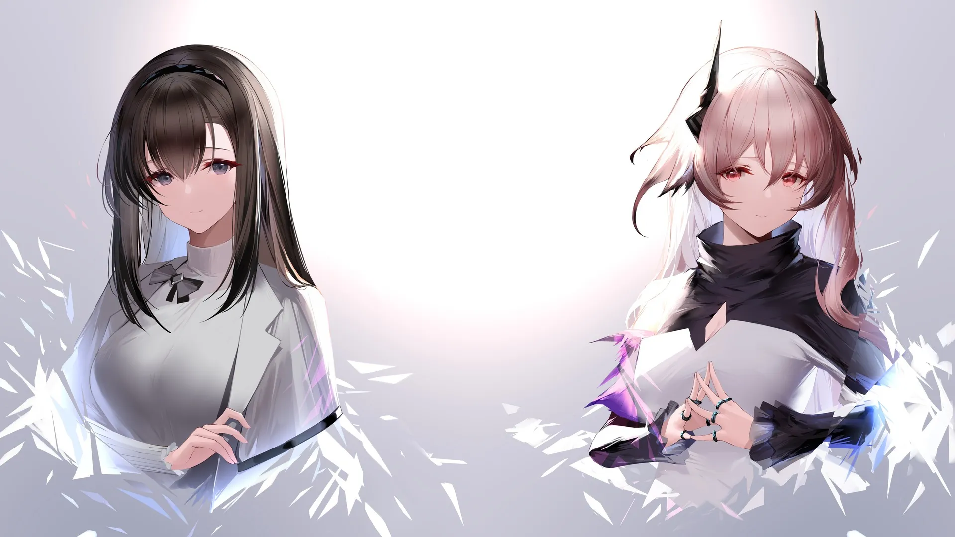 动漫 女孩 白色背景 长发 4K壁纸