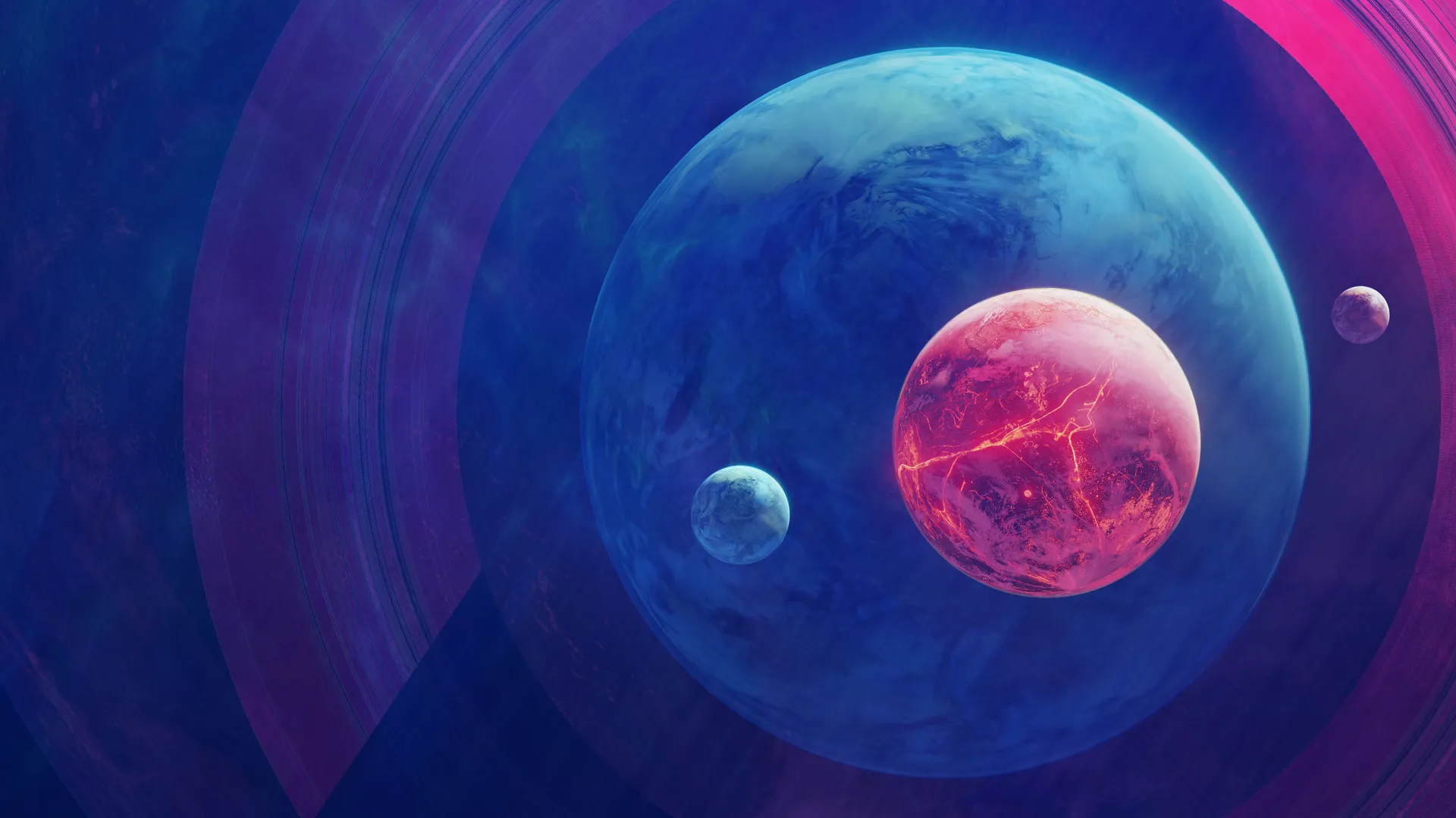 冰 熔岩 月球 行星 太空艺术 宇宙 蓝色 太空 AI艺术 插图 宽屏 8K壁纸