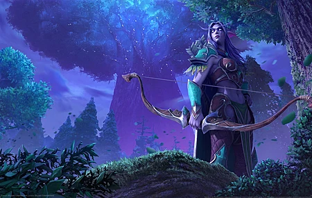 精灵 魔兽争霸 重塑 电子游戏 AI艺术 暗夜精灵 弓 树 4K壁纸