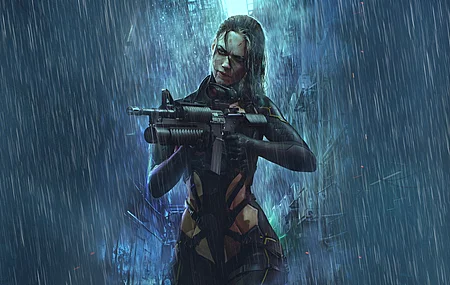 女性 武器 机械人 赛博朋克 4K壁纸