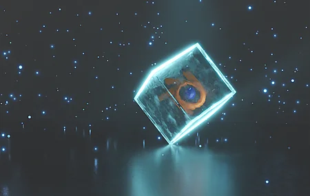 立方体 星形 青色 4K壁纸