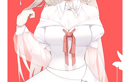 原创 人物 红眼睛 动漫 女孩 角 灰色头发 连衣裙 手机壁纸 4K壁纸