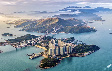 自然 风景 云 天空 山脉 桥梁 船 水 海 城镇 建筑 摩天大楼 无人机 照片 远景 诺亚方舟 4K壁纸