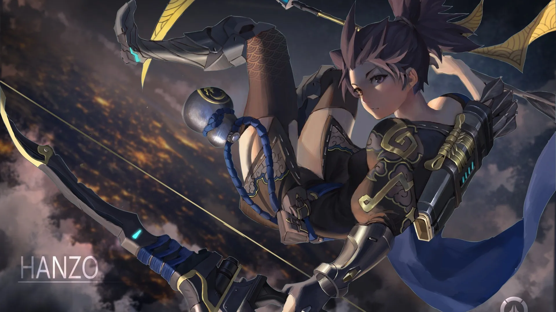 守望 短发 动漫 女孩 守望 盔甲 服装 武器 弓 4K壁纸