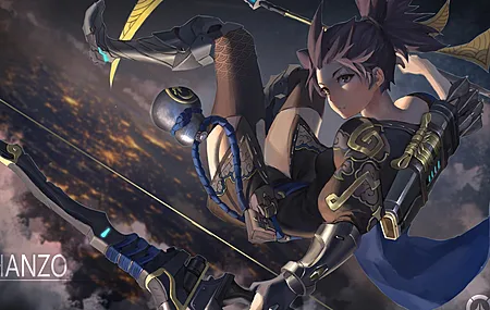 守望 短发 动漫 女孩 守望 盔甲 服装 武器 弓 4K壁纸
