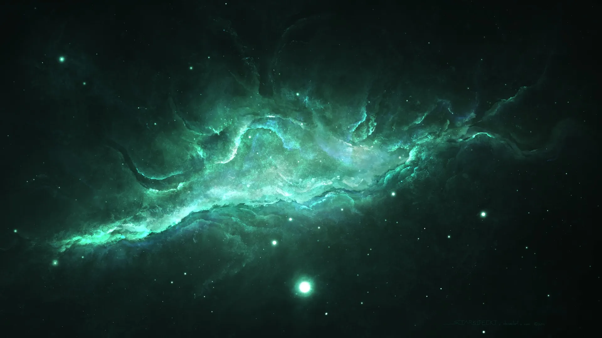 空间 星云 恒星 宇宙 空间艺术 绿色 4K壁纸