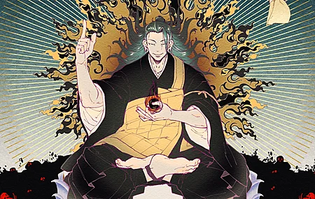 长发 盘腿 动漫 男孩 耳环 极简主义 简单背景 4K壁纸
