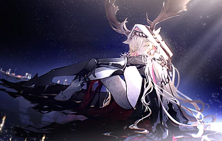 长发 动漫 女孩 蜡烛 星星 倒影 神 骑士 4K壁纸