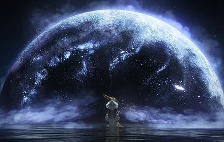 月亮 空间 星星 游戏CG 水 4K壁纸