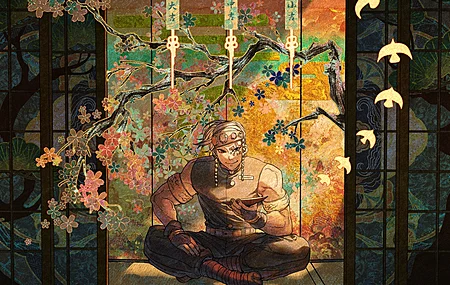 动漫 男孩 柱 鬼灭之刃 樱花 4K壁纸