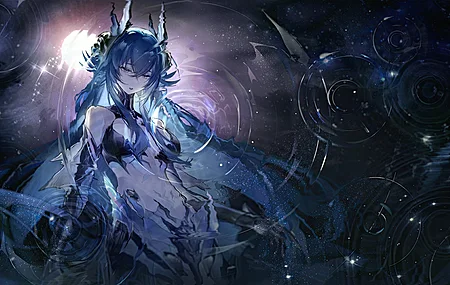长发 肚子 动漫 女孩 水 明星 涟漪 4K壁纸