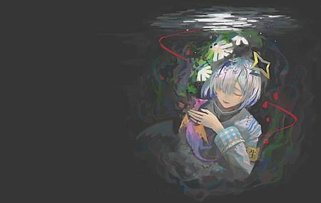短发 动漫 女孩 简单背景 虚拟 8K壁纸