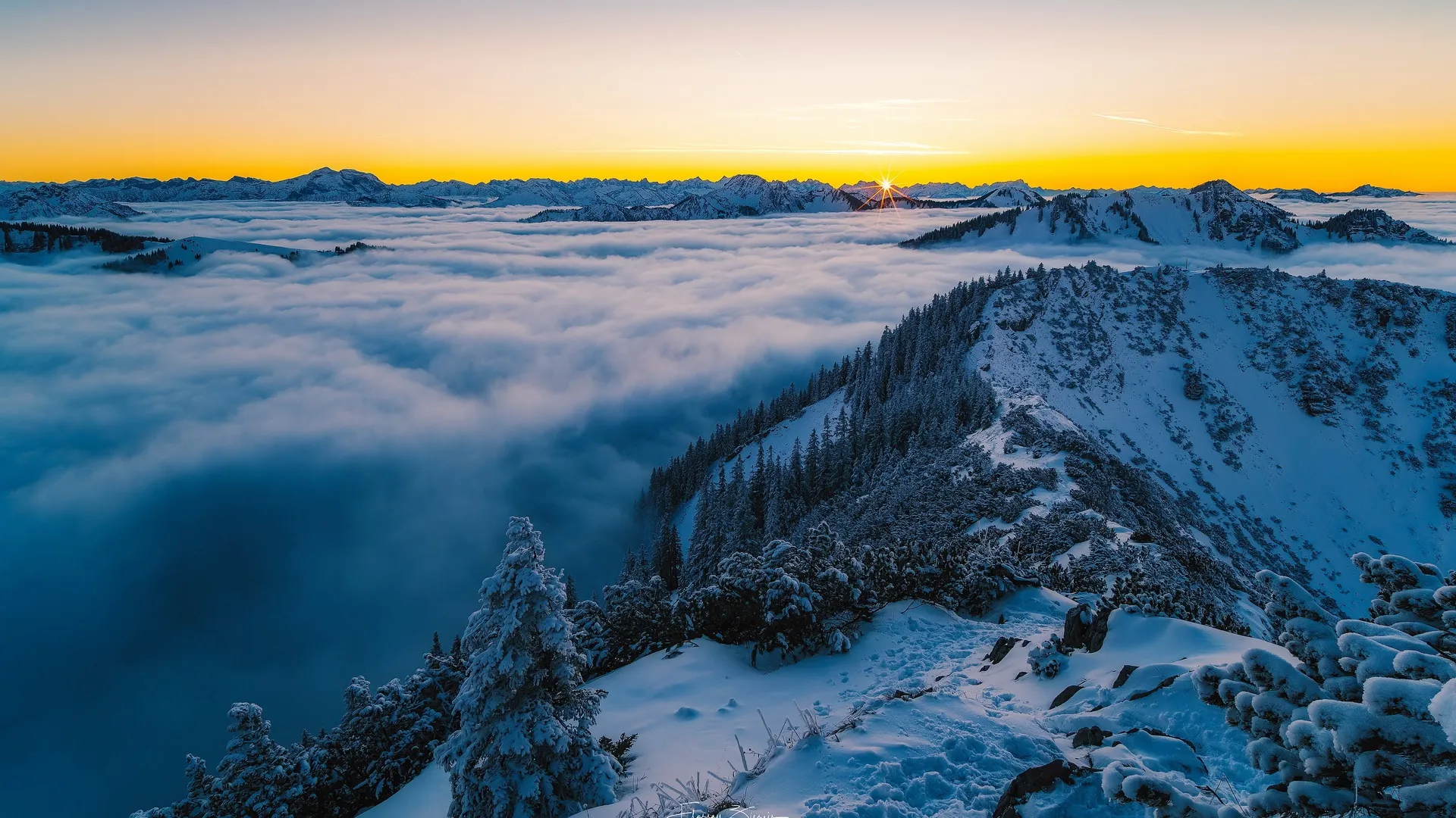 自然 户外 冬季 山脉 风景 太阳 雪峰 雪山 4K壁纸