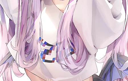 紫色头发 妖女 吉玛 动漫 女孩 紫色眼睛 妖魔 恶魔尾巴 白色背景 简单背景 手机壁纸 4K壁纸