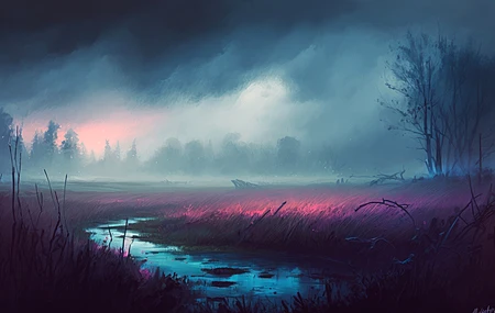 艺术 云 风景 插图 自然 树木 4K壁纸
